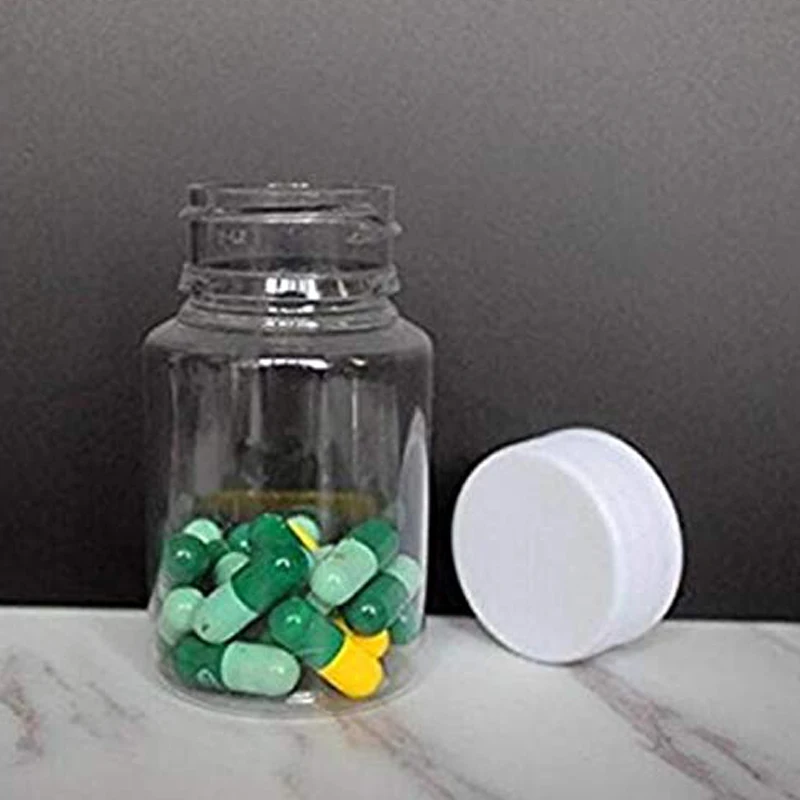 

100pcs/lot 15ml/20ml/30ml/60ml Plastic PET Clear Empty Seal Bottles Solid Powder Medicine Pill Chemical Container Reagent Vials