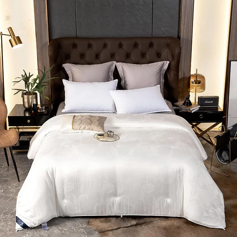 

Luxury Allergy-Free Comforter Filled with Mulberry Silk for All Season Ultra Soft Breathable Silky Thin Thick Quilt Full size