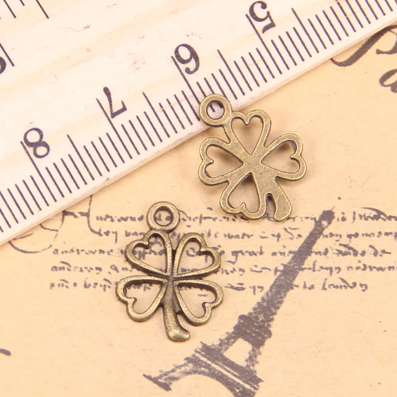 48 шт. Подвески Счастливый ирландский четырехлистный клевер 17x14 мм искусственная