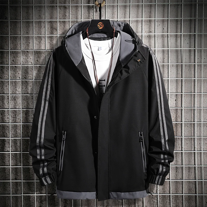 

Jackets 2021 New Jacket For Men Style Clothing Techwear Windbreaker Hoodies Clothes Oversized Fashion Long Sleeve Plus Size Coat