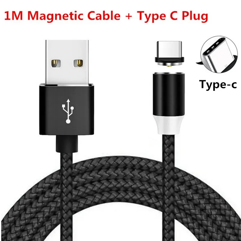 For Type C Black Быстрое зарядное устройство для передачи данных Магнитный usb-кабель для samsung galaxy S8 S9 S10 плюс S6 S7 Edge Plus S4 S3 S5 S2 S10E Note 8 9 5 4 3 - Цвет: For Type C Black