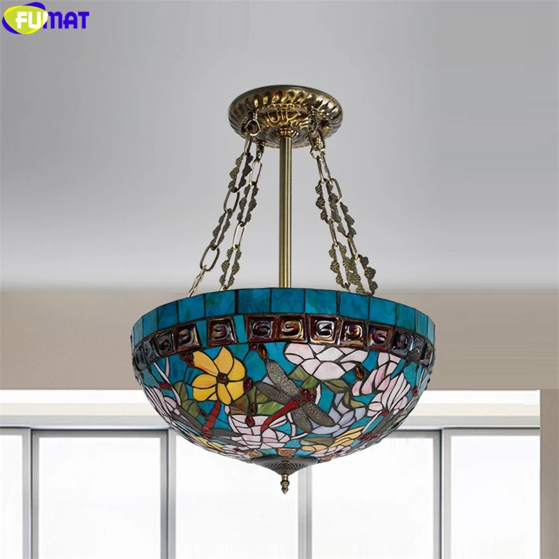 Подвесной светильник FUMAT в стиле Тиффани мозаичная лампа виде стрекозы