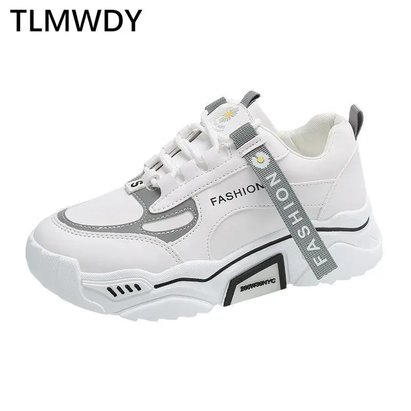 

2021 Autumn New Fashion Women's Vulcanized Shoes Lace Up Color Matching Platform Sneakers Women Casual Dad Shoes Zapatos Mujer