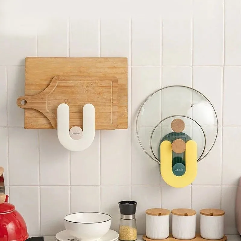 

Kitchen Storage Plastic Pot Lid Cutting Board Cutting Board Shelf Free Punching Wall Hanging Pot Lid Cutting Board Rack