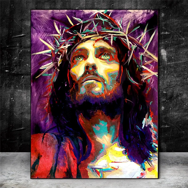 

Abstract Jesus Canvas Paintings On The Wall Posters And Prints King Of Kings Graffiti Art Canvas Pictures Home Wall Decoration