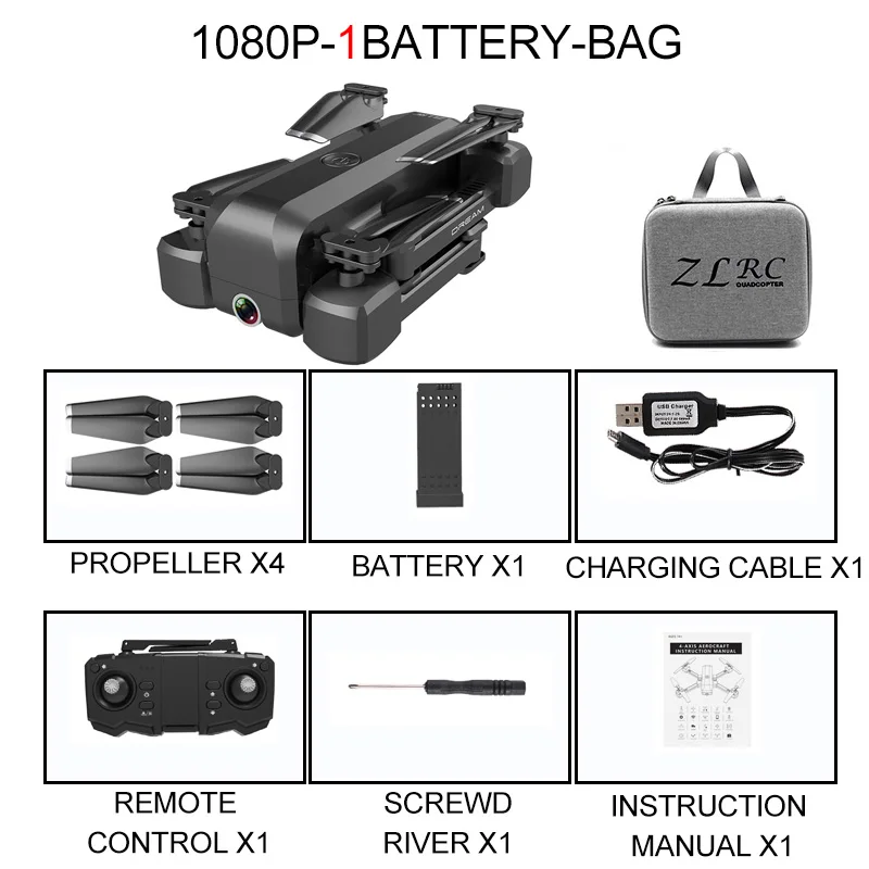 1080P 1B Bag SG706 Квадрокоптер Дрон 4K 1080P двойная камера WiFi FPV оптический поток Профессиональный радиоуправляемый Дрон складной Квадрокоптер игрушки - Цвет: 1080P 1B Bag