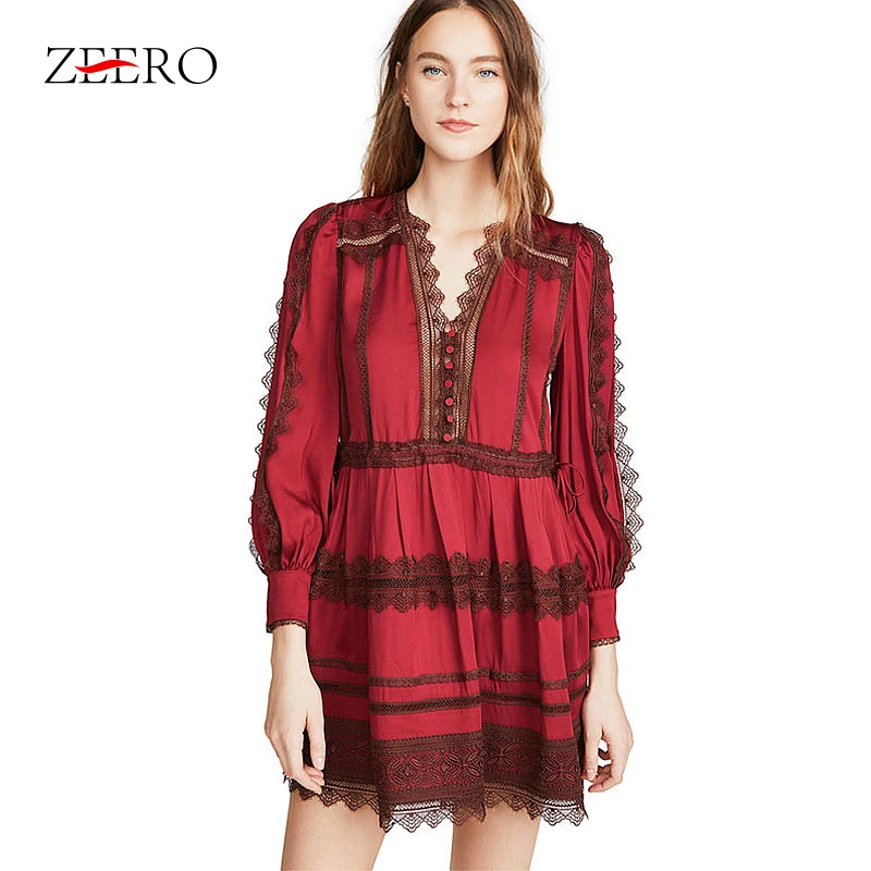 Весеннее женское сексуальное платье с v образным вырезом и фонариком длинным