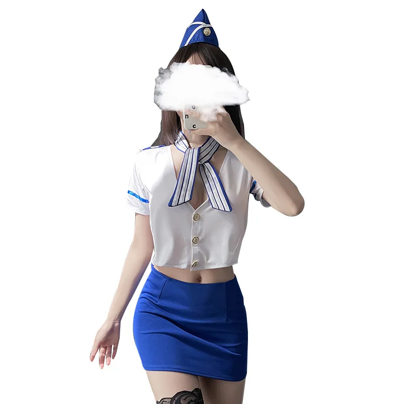

Japanese Lingerie Set Women Erotic Cosplay Sexy Big Size Stewardess Police Stage Performance Adult Game Uniform
