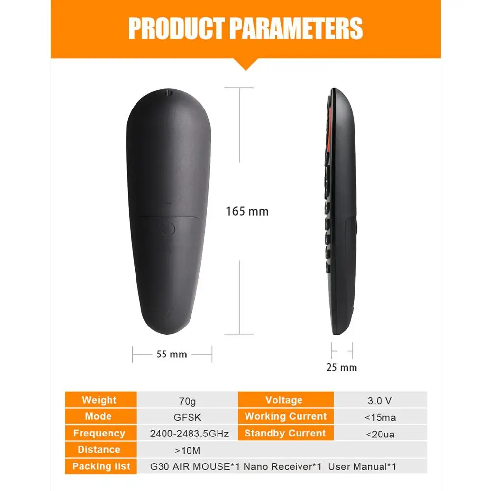 G30 пульт дистанционного управления 2 4G Беспроводная Голосовая воздушная мышь 33