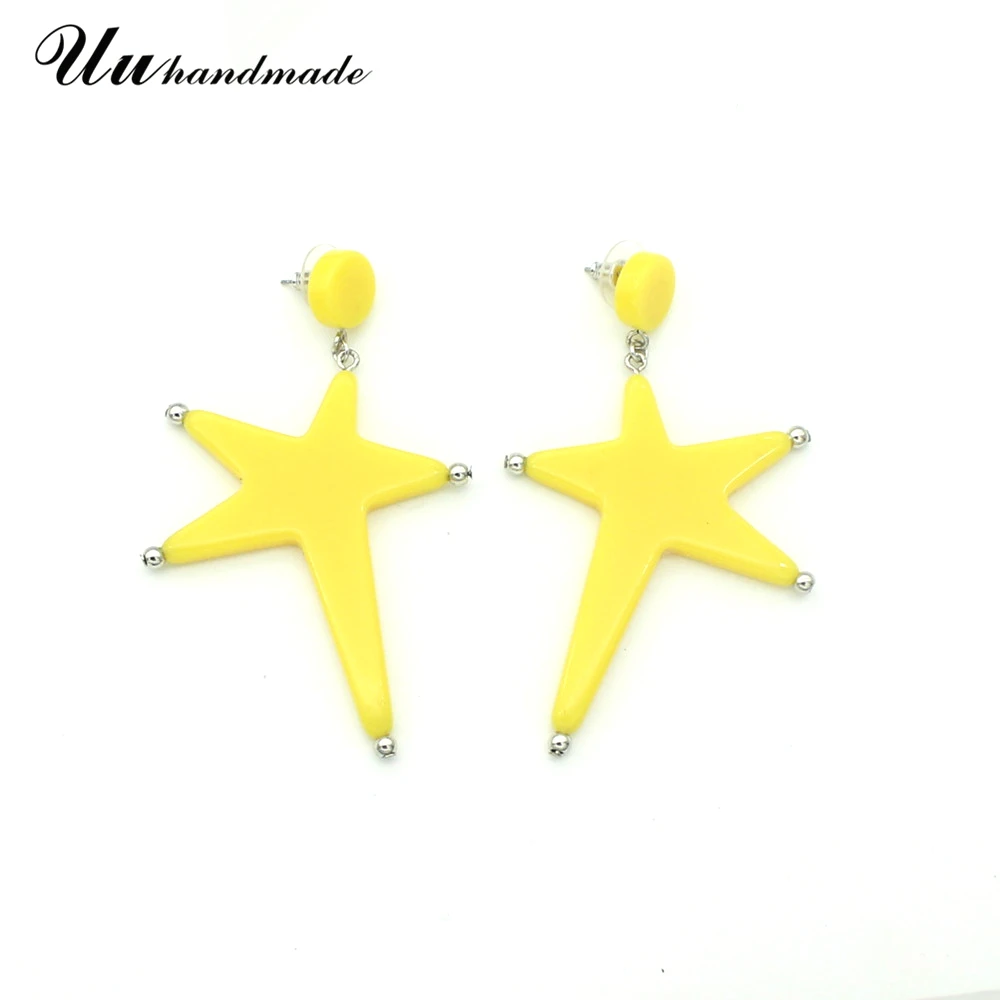 Акриловые в форме звезды черного и серого цвета свисающие серьги для женщин