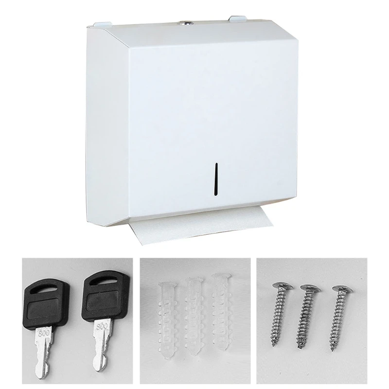 

Wall-Mounted Paper Towel Dispenser Brushed Finish Stainless Steel Large Capacity Bathroom Hand Towel Kitchen Tissue Holder Box w