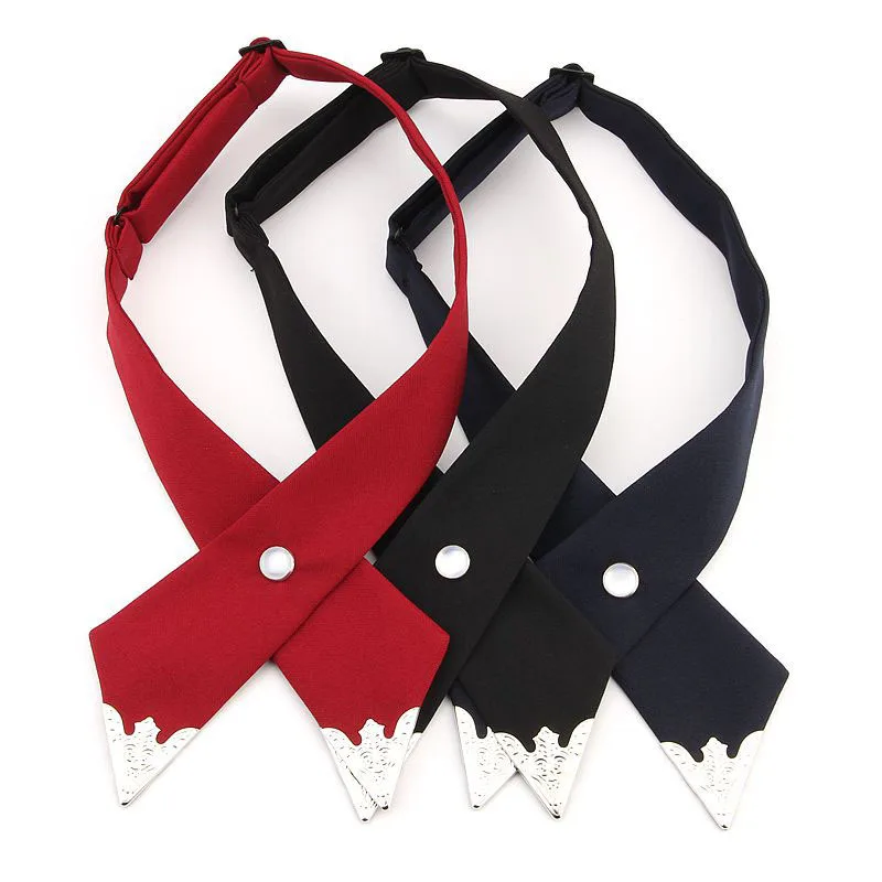 

Metal Buckle Cross Bow Tie for Men Bowtie School Uniform Butterfly Wedding Bow Tie Dress Bowknot Necktie Custom Logo