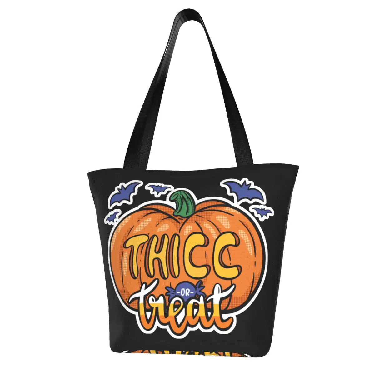 

Хэллоуин, тыква, Thicc или Treat, сумка для покупок, забавные Женские Подарочные сумки, винтажная искусственная кожа