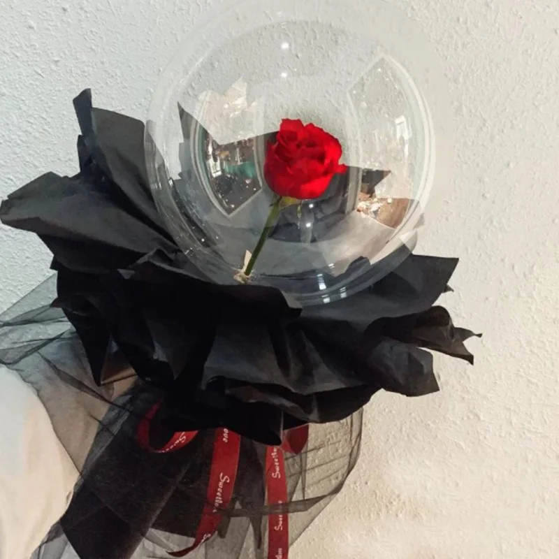 

Diy Led Light With Rose Balloons Birthday Mother's Day Gift Wedding Decoration Clear Balls Led Luminous Balloon Rose Bouquet