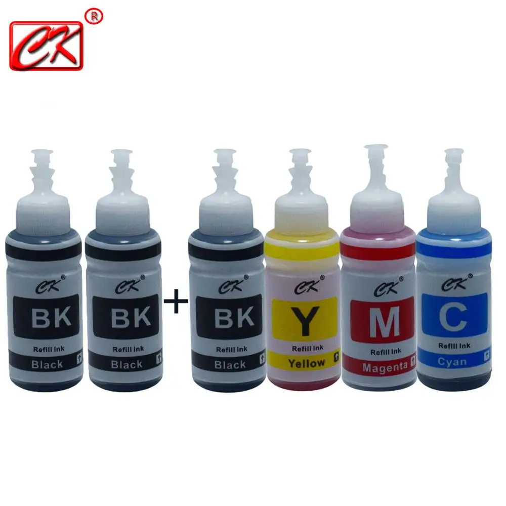 CK 6 шт. 3BK/1C/1Y/1M принтер чернила комплект для Epson L100 L110 L120 L132 L210 L222 L300 L312 L355 L350 L362 L366 L550 L555 L566 принтер