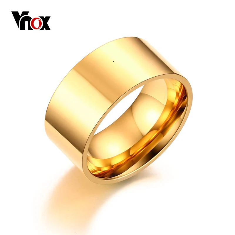 Vnox 10 мм Классический широкое кольцо для Для мужчин розовое золото-Цвет серебро Цвет Нержавеющая сталь мужское кольцо Альянс Свадебные украшения