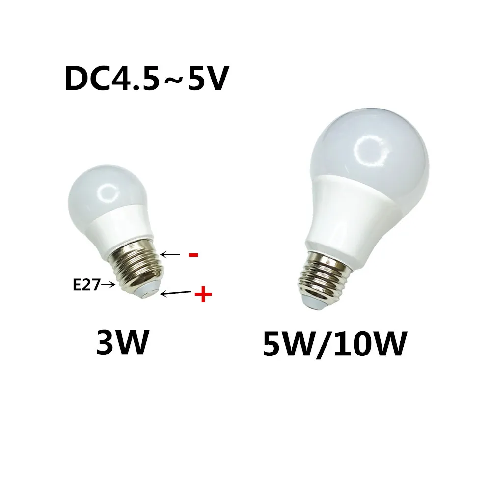 DC 5v E27 светодиодный лампы AC6V e27 DC4.5V низкая лампочка напряжения USB Мощность питания