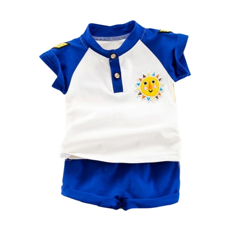 Летняя рубашка с воротником Мандарин для маленьких мальчиков Цвет желтый синий