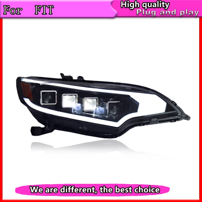 

Car Styling For Honda fit headlights 2014-2017 For fit head lamp led DRL front Bi-Xenon Lens Double Beam HID KIT
