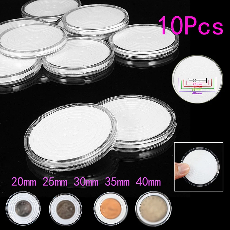 

10Pcs 20-40mm Plastic Coin Holder Capsule Protector Case Collection Storage Box Coin Collection Storage Box Commemorative Coin