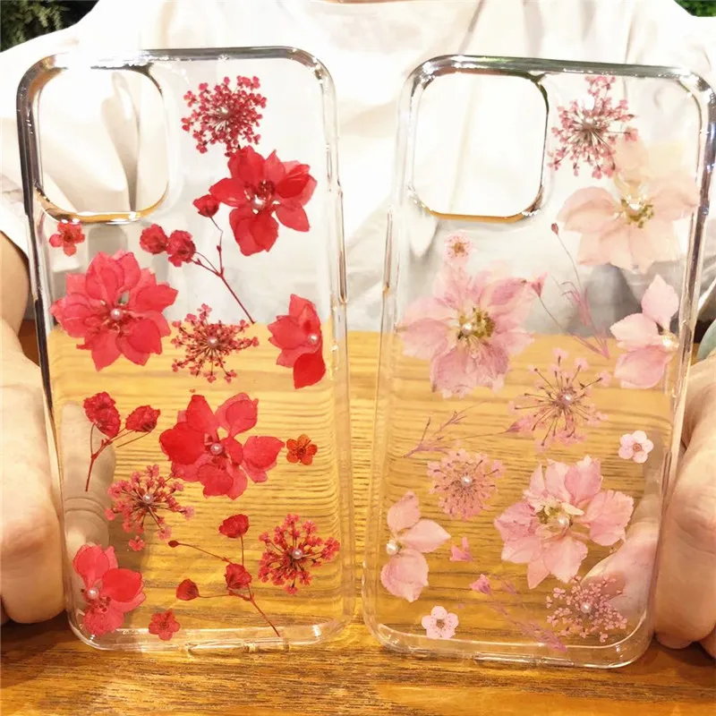 Real Flowers Dried Flower Soft TPU Back Cover for IPhone X 6 6S 7 8 Plus XS XR Max Clear Phone Case New 11 2019 |