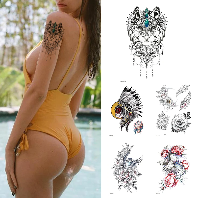 

Body Art Rose Tattoo Stickers ,Women Temporary Tattoo, Girl Back Breast Flower Tatoos，Tiger Jewelry ,Polynesian Bull Maori