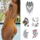 Боди-арт наклейки-татуировки розы, женские Временные татуировки, татуировки для девушек, груди, цветов, ювелирное изделие 