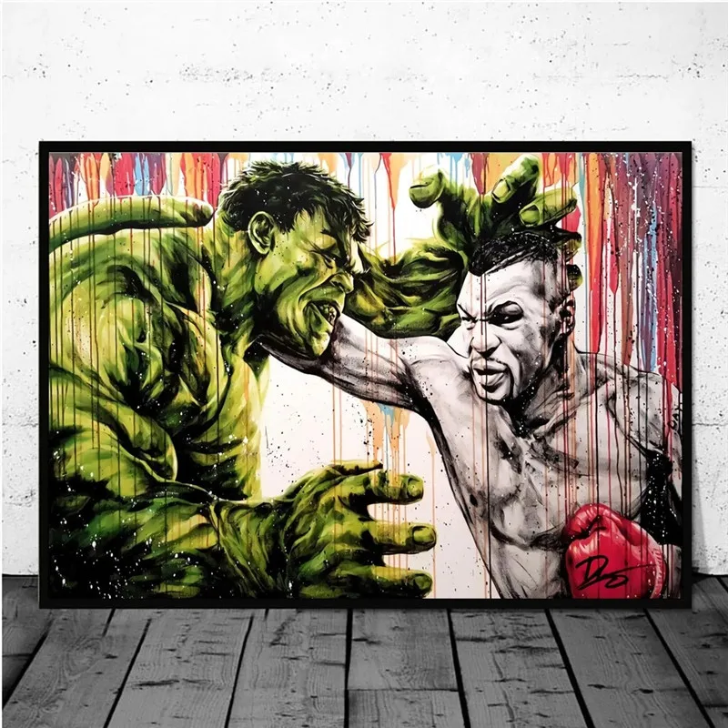 Боксерские матчи Халк Железный человек плакаты и принты Забавный супергерой Marvel