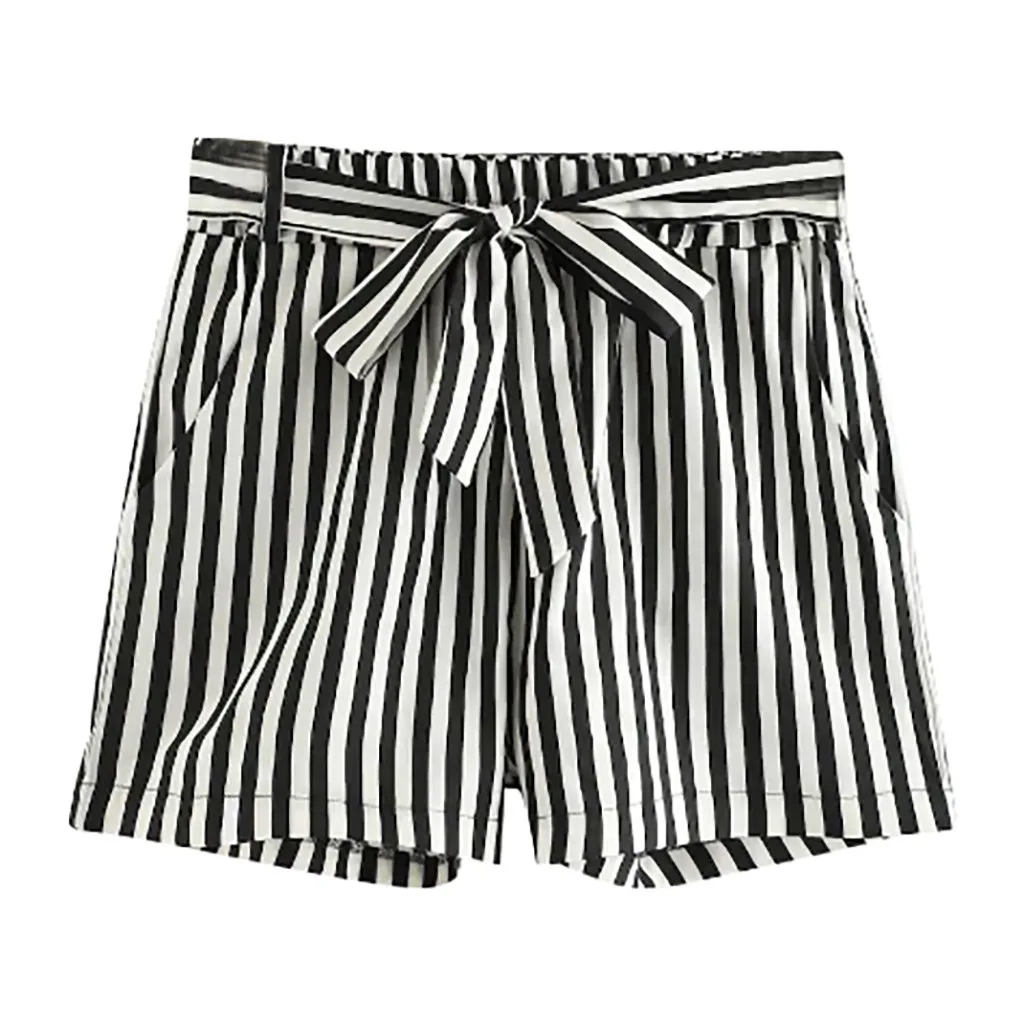 Женские Полосатое облегающее шорты повседневные Панталоны с широкими штанинами
