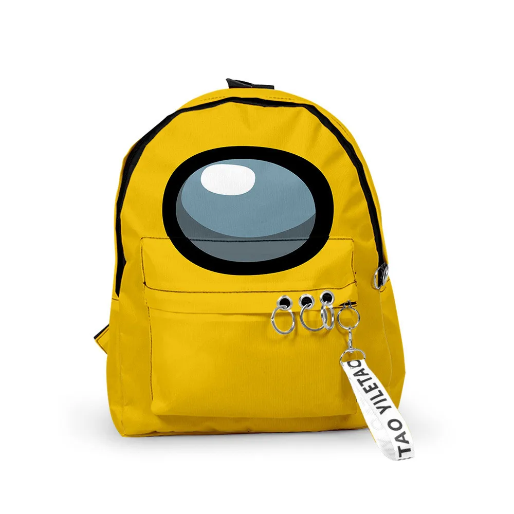 

Yellow Among Us Backpacks Small Bags Unisex Candy Colors 3D Oxford Waterproof Key Chain Accessories Kawaii Boys Girls School Bag