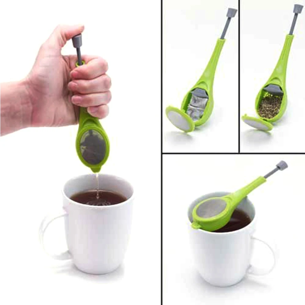 

New Reusable Tea Strainer Healthy Food Grade Flavor Total Tea Infuser Gadget Swirl Steep Stir Press Plastic Tea Coffee Strainer