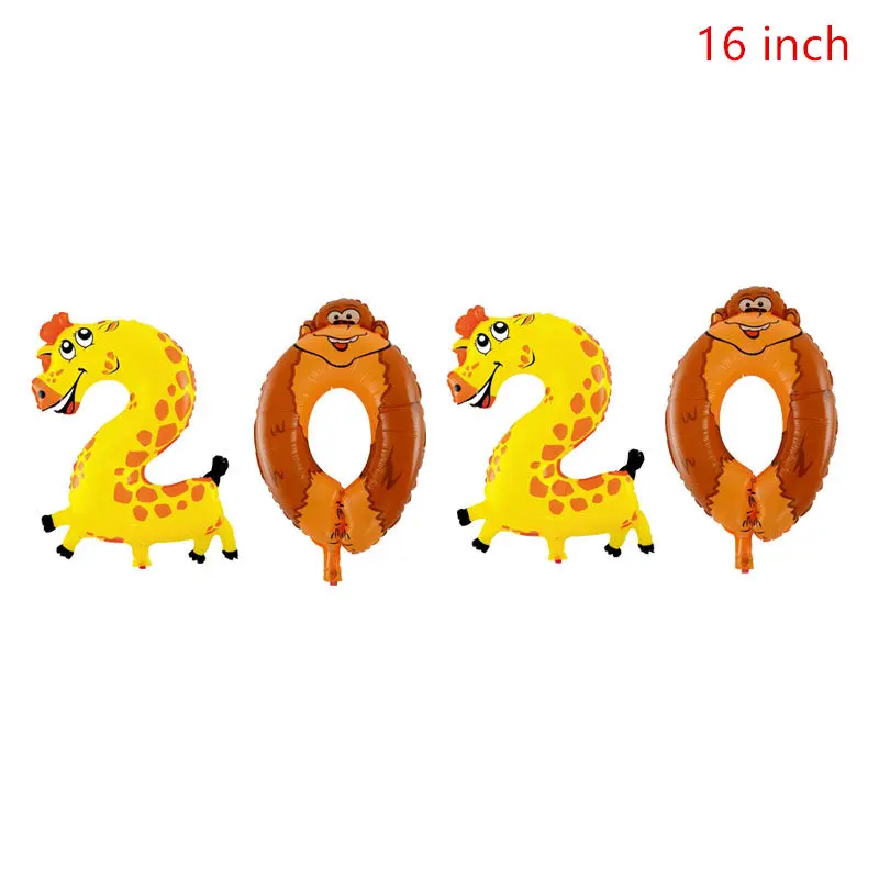16inch animal Новогодние фольгированные шары, бутылка, радужные шары, новогодние украшения, черная звезда, испанский год, вечерние гелиевые шары - Цвет: 16inch animal