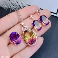 kjjeaxcmy exquisite jewelry s925 sterling silver inlaid amethyst ring pendant necklace earrings female suit