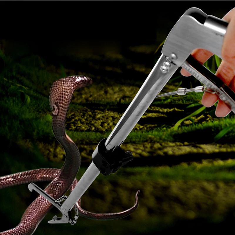 100cm Snake Feeding Use Foldable Stainless Steel Clamp Catcher Silver &amp Black | Дом и сад