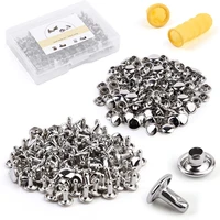 lmdz 100 sets double cap metal rivets leather rivet studs with plastic box finger cot for leather crafts repairs decoration