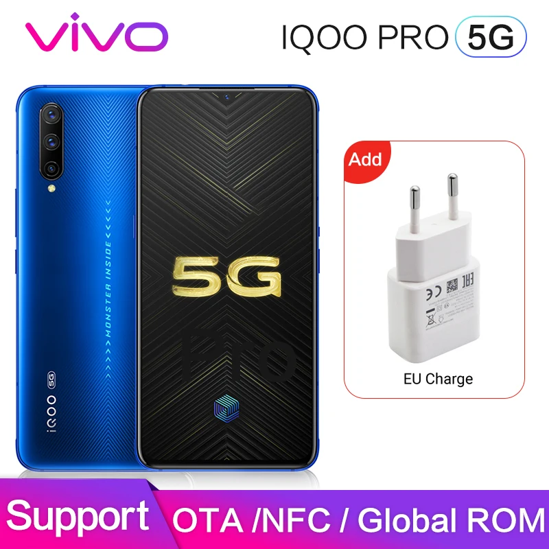 Vivo iQOO Pro 5G поддержка глобальной rom Google Play NFC 6 41 &quotэкран 48MP камера 44 Вт Быстрая