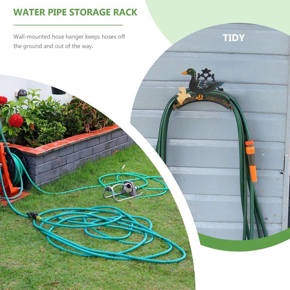 

1pc Iron Wall Mounted Garden Hose Holder Duck Shape Water Hose Storage Rack
