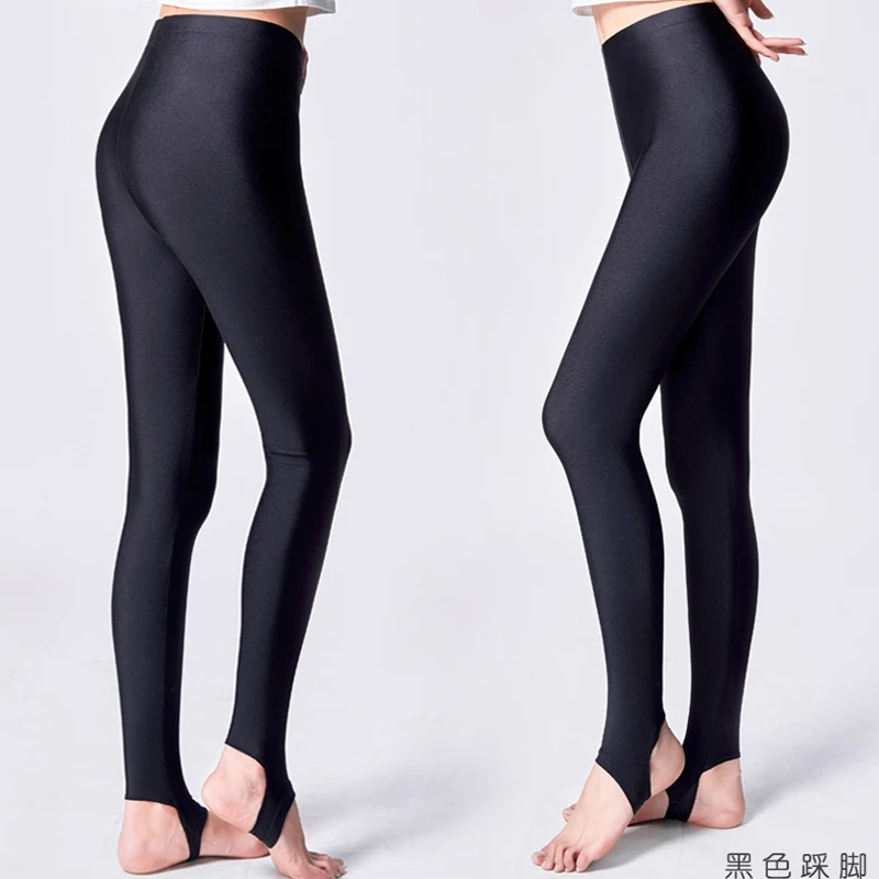 DROZENO Thin ice silk cropped trousers, gloss leggings, women's self-cultivation, stretch large size foot-fitting pants