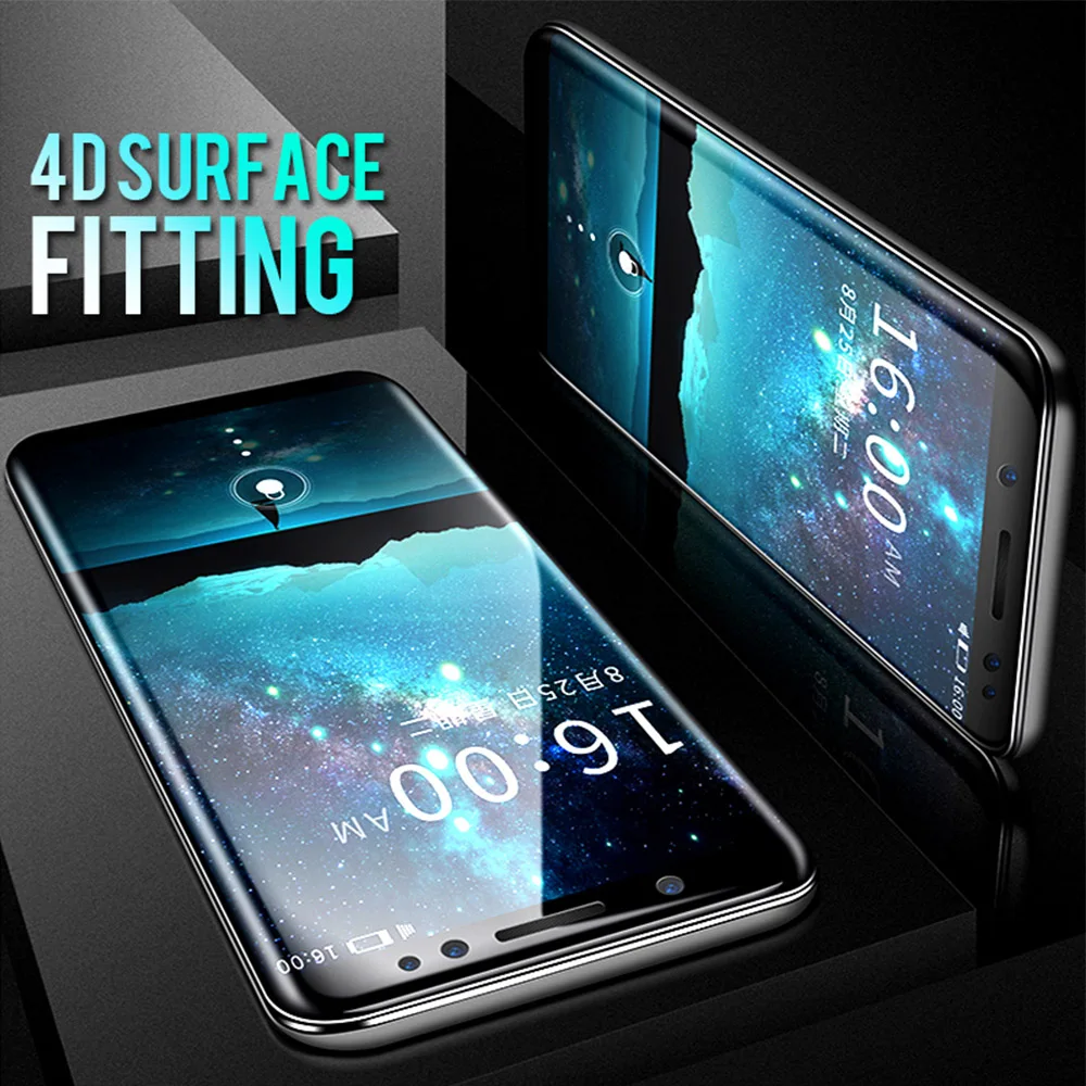 Роскошное изогнутое закаленное стекло 4D для Samsung Galaxy S8 S9 Plus Защитная пленка