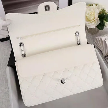 Luxury Handbag Bag For Women Genuine Leather Shoulder Bags Top Quality Fashion Design Lady's Crossbody Quilted Flap Bag Purse - Цвет: white silver chain