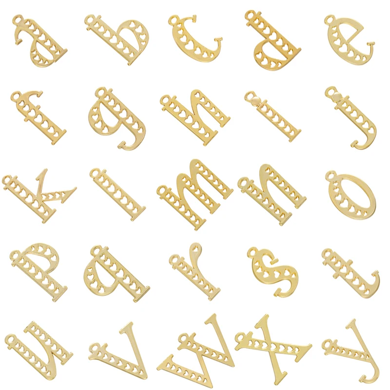 ZHUKOU золотой цвет A-Z буквенные Подвески Сердце полые буквы кулон Алфавит кулон для ювелирных изделий Аксессуары Оптовая Продажа VD904