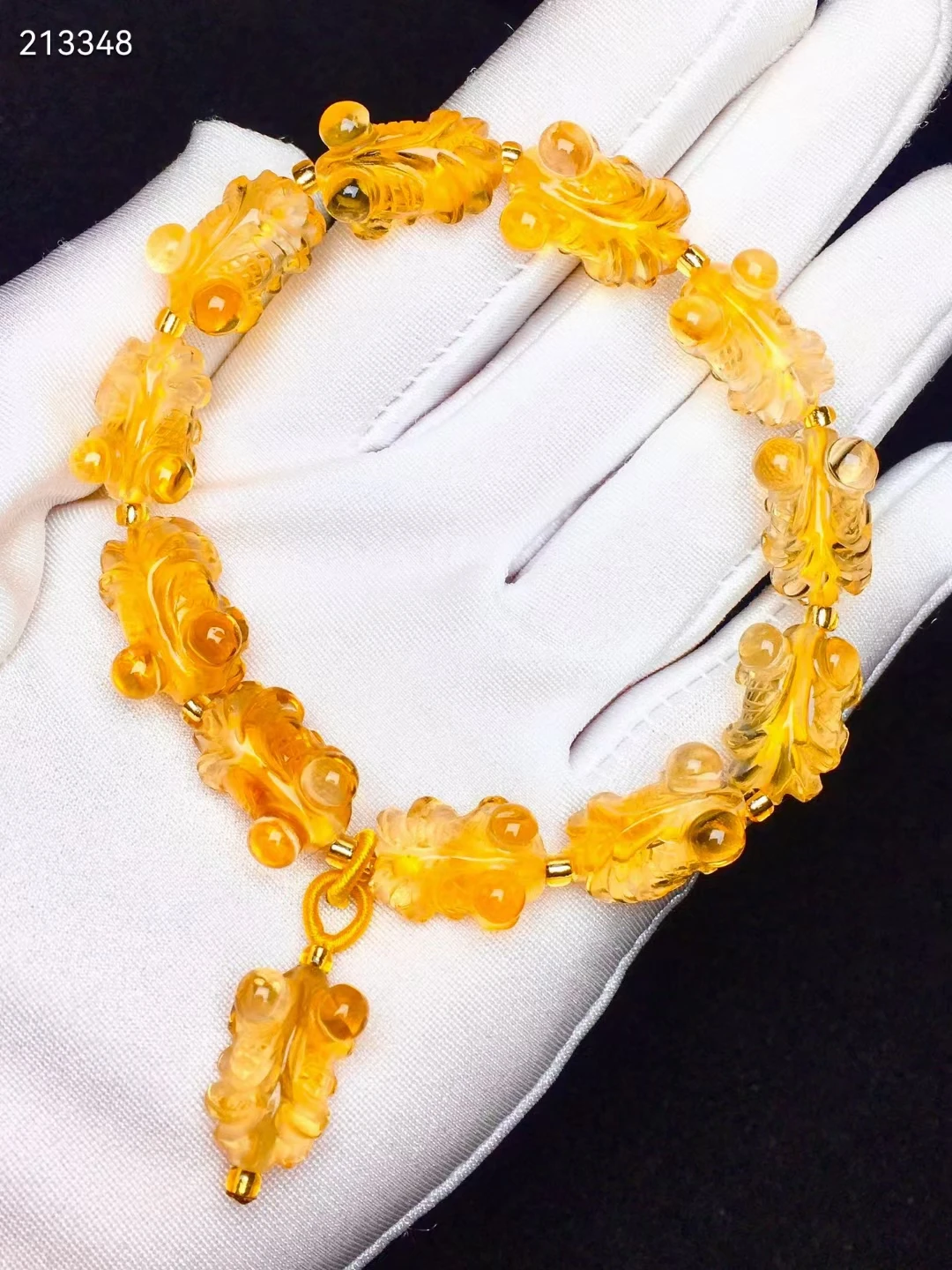 

Genuine Brazi Natural Yellow Citrine Quartz Crystal Clear Fish Beads Carved Bracelet 16.11.8mm Gemstone Wealthy Stone AAAAA