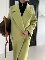 korean high count thickened hand sewn mid length double sided cashmere coat woolen coat female 21 years new