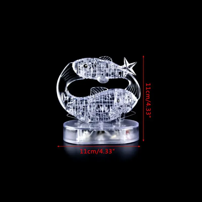 

3D Crystal Puzzle Pisces Constellation Model With LED Flashing Light Jigsaw Assembly DIY Blocks Children Birthday Gift