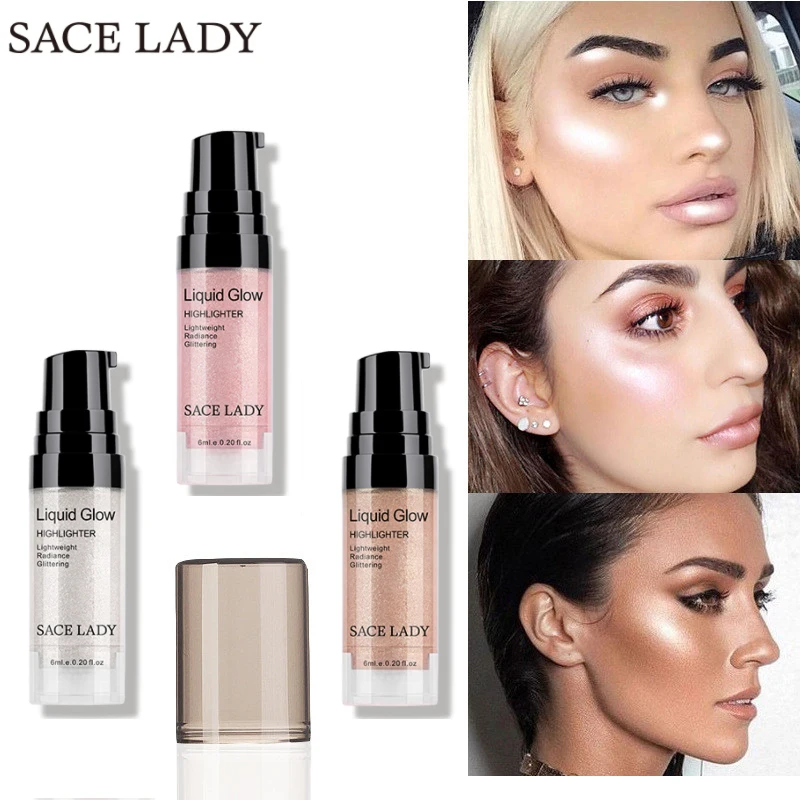 

SACE LADY Liquid Highlighter Makeup Bronzer Glow Face Contour Brightener Professional Shimmer Illuminator Highlight Cosmetics