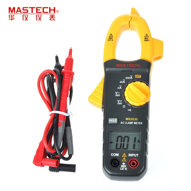MASTECH MS2030 2A-400A Мини AC цифровой клещи мультиметр AC DC Напряжение/AC Ток/сопротивление/диод
