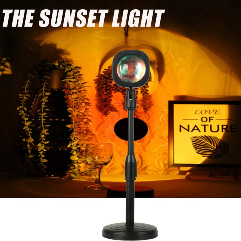 

Светодиодный светильник с закатом в реальном времени, светильник с романтическим эффектом, вращающаяся светодиодсветодиодный лампа с раду...