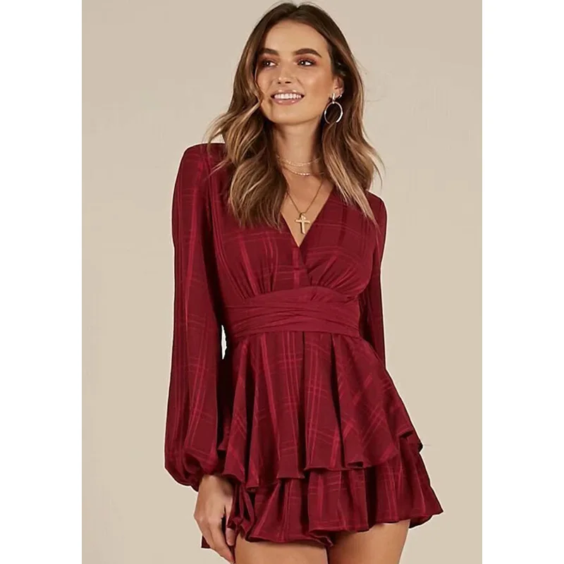 White Ruffle Plaid Jumpsuits Rompers Spaghetti Strap Cross Back Bow Tie Waist Skorts Playsuit Girl Summer Beach Overalls