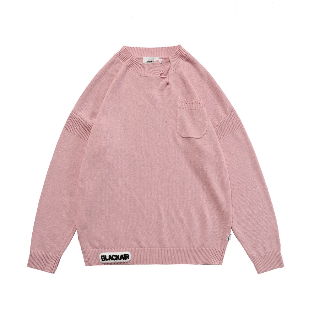 

Однотонные однотонные розовые свитеры с потертостями, Готическая дизайнерская зимняя модная готическая одежда, женские свитеры оверсайз ...