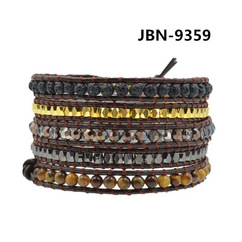 Asingeloo Boho Кожаный Браслет тигровый глаз камень гематит Шарм браслет для мужчин
